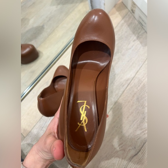 Yves Saint Laurent Brown Leather Tribtoo Platform Pumps Size 37.5 - Picture 11 of 12